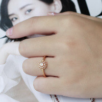 wholesale [14K Gold Plated 925 Sterling Silver Baroque Style Vintage Natural Topaz Round Ring for Women *-Baroque Disc Topaz Ring  Size 15