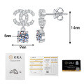 Sterling Silver Cross-Border Moissanite Earrings, Chanel Style Letter Design-0-4