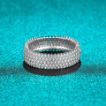Platinum D Color Moissanite Full Pavé Tire Ring-0-0