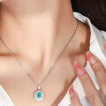 wholesale S925 Silver New Zofia Jewelry Simulated Paraiba Green Zircon 7*9 Necklace European and American Pendant for Women-0-2