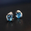 wholesale S925 Sterling Silver New Trendy Design Exquisite Minimalist Small Blue Topaz Serpent Earrings Jewelry-0-1
