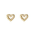 wholesale S925 Sterling Silver Sweetheart Stud Earrings with Diamond Accents and Hollow-Out Heart Design, Dainty and Fresh Style M04124-0-4