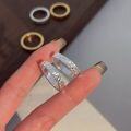 wholesale S925 Sterling Silver Crushed Ice Flash Ring for Women, Spring Internet Viral Premium Gold Ring-0-5