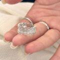 wholesale S925 Sterling Silver French Lace Filigree Ring, Vintage Luxury, Openwork Engraved Adjustable Ring-0-4