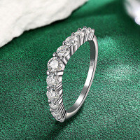 wholesale 18K gold-plated S925 sterling silver cross-border new moissanite ring, women's moissanite V-shaped minimalist stackable ring-Platinum>US size 8