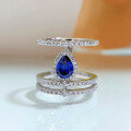 wholesale 925 silver new jewelry 1ct pear-shaped tanzanite 5*7mm drop ring fashionable and elegant-0-0