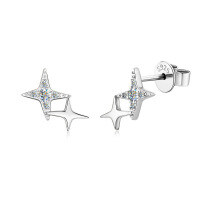 S925 Sterling Silver Square Stud Earrings with Moissanite-T-style [Clearance Sale with Free Shipping] Moissanite