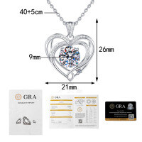 Sterling Silver 3-Carat Moissanite Heart Pendant Necklace, Valentine's Gift-3-carat moissanite  925 silver