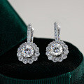 925 Sterling Silver Hip Hop American Style Unisex Moissanite D Color Round Hoop Earrings-0-4