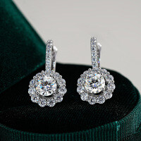 925 Sterling Silver Hip Hop American Style Unisex Moissanite D Color Round Hoop Earrings-1 carat (set with moissanite)  925 silver