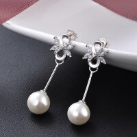 wholesale 925 Sterling Silver Minimalist Fresh Synthetic Pearl Earrings Korean Bow Pearl Stud Earrings for Women-Earrings-Not with Silver Earrings 925 Silver