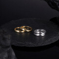 wholesale 925 Sterling Silver Cross-Border Women's and Men's Minimalist Niche Matching Rings, Electroplated 18K Gold Jewelry Women's Matching Rings Temu Europe and America-0-2
