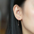 wholesale 925 Silver Korean-style Lady Earrings, Asymmetric Flower Design with Pink Crystal Teardrop Shape, Small and Unique-0-3