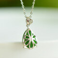 wholesale 925 Sterling Silver Vintage Teardrop Pendant Necklace for Women with Certificate, Wholesale Collarbone Chain Inlaid with Hetian Jasper-0-2
