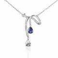 wholesale 925 Sterling Silver Aurora Ribbon Bow Tassel Teardrop Necklace for Women, High-End Sense of Luxury, Fashionable Ins Necklace-0-0