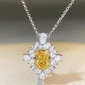 wholesale S925 Sterling Silver Women's Necklace for Banquets, Weddings, and Formal Occasions with a High-End Sense, Collarbone Chain Featuring Yellow Zircon, Full Zirconia, and High-Carbon Diamond Accents-0-3
