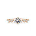 Champagne Gold Plated Silver Moissanite Princess Crown Ring-0-1