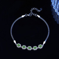 wholesale S925 Sterling Silver Cross-Border Oval Colored Zircon Bracelet Luxury Fashion High-End Geometric Colored Diamond Jewelry Wholesale-3*4 (green zircon) bracelet 925 silver