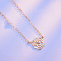 wholesale 925 Sterling Silver Rose Flower Necklace for Women, Minimalist Small Batch Design Floral Collarbone Chain, New Trendy Summer Collection-0-2