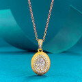 wholesale S925 gold-plated silver vintage oval brushed pendant 5*7mm high-end versatile design necklace-0-0