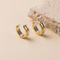 wholesale S925 silver two-tone ear clasp polishedins style fresh and simple double-ring color-separated earrings M03408-0-3
