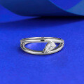 wholesale S925 Sterling Silver Hollow-Out Pear-Shaped Pointed Diamond Double Row Ring for Women,-0-0