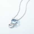 wholesale S925 Sterling Silver Japanese Korean Light Luxury Niche Sky Topaz Cat Necklace Women High-end Sense Collarbone Chain Factory Wholesale-0-1