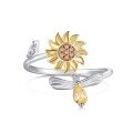 wholesale S925 Sterling Silver Flower Diamond-Inlaid Rotatable and Adjustable Opening Series Fashion Women's Ring-0-7
