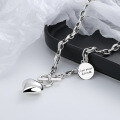 wholesale S925 Sterling Silver OT Buckle 3D Big Heart Pendant Letter Round Plate Internet Popular Style Hot Selling Trendy Collarbone Necklace-0-3