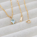 wholesale S925 silver plated with 14K gold, Dunli Jewelry fashion commuter minimalist geometric rhombus sky blue topaz necklace-0-5