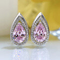 wholesale White gold jewelry new drop 33ct white 7*10 high carbon diamond pear-shaped stud earrings European and American earrings-0-1