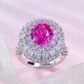 wholesale S925 silver ring with rubellite 8*10 rose cut large diamond, exquisite and versatile full diamond ring for women, live broadcast style wholesale-0-1