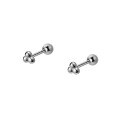 wholesale S925 Silver Triangular Round Threaded Stud Earrings for Women Minimalist Three Light Beads Helix Snail Stud Bean Earrings M01702-0-4