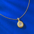 wholesale S925 Gold-Plated Silver Vintage Egg-Shaped Brushed Pendant 5*7mm High-End Versatile Design Necklace-0-2