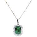 wholesale S925 Silver Cross-border European and American Women's Princess-Cut Emerald Necklace with Full Pave Zircon Pendant Wholesale-0-2