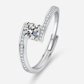 S925 Sterling Silver Moissanite Ring, 50ct, Nubi Micro-Set Star Trail Design-0-2