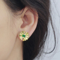 wholesale S925 minimalist Korean and Japanese-style geometric smooth earrings for ear piercing care, small irregular design with a high-end feel for women-Gold>925 silver