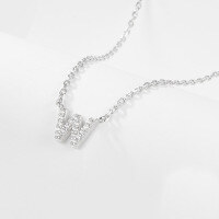 wholesale 925 Sterling Silver 26 Letter Necklace Light Luxury High-End Sense Pendant Necklace with Diamond-Encrusted Letters for Women Cross-Border E-Commerce Jewelry-W-Necklace-Platinum&gt;925 Silver (40+5cm)
