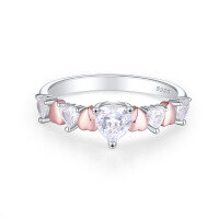 wholesale S925 Sterling Silver Foreign Trade Hot-Sale Women's Heart-Shaped Ring with Design Sense, Wedding Love Ring for Women, High-End Feel-Platinum US size 7#