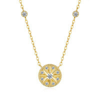 14K Gold Plated 925 Sterling Silver Moissanite Pendant Necklace-Inlaid with moissanite  925 silver