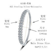 S925 Silver Full Diamond Moissanite Bracelet, Small-Batch Design Buckle, Direct Factory Export.-4.5ct zircon (51*61mm)