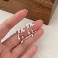 wholesale S925 Sterling Silver Bow Ear Studs Women's Japanese Korean New Ins Small Fashion Forest Style Earrings-Sterling silver