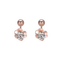 wholesale S925 Sterling Silver Yaxi Clover Earrings, Rose Gold Plated, Floral Style, Elegant, Valentine's Day Gift, Wholesale-Rose gold clover earrings 925 silver