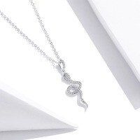 wholesale 925 Silver Cross-Border Small Snake Pendant Micro-Pave Necklace for Women, Fashionable, Unique, Ins Style, Versatile, Elegant Collarbone Chain-xb1156-Snake Necklace (Copper Plated Platinum)