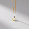 Sterling Silver Geometric Faceted Heart Pendant Necklace, Minimalist Design-0-2