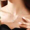 wholesale S925 Sterling Silver Fashionable Small Sugar Cube Diamond Necklace, Niche Design, Light Luxury Versatile Princess Collarbone Chain Jewelry-0-2