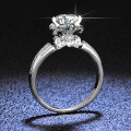Sterling Silver Six-Prong Moissanite Ring, Floral Petal Design for Women-0-2