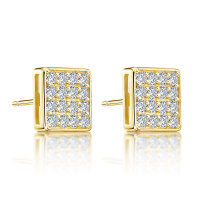 Metal French Light Luxury Lady Earrings, Wholesale Direct.-Simple square stud earrings in K yellow