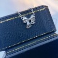 wholesale S925 Sterling Silver Fashionable Shiny Large Bow Knot Necklace with Inlaid Diamonds, Niche Design, Versatile and Chic Collarbone Chain-0-1