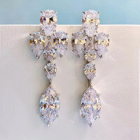 wholesale S925 Silver New Exquisite Inlaid 8*16 Marquise European Minimalist Design Earrings by Zhuozhifan Jewelry-E202 White Diamond >925 Silver